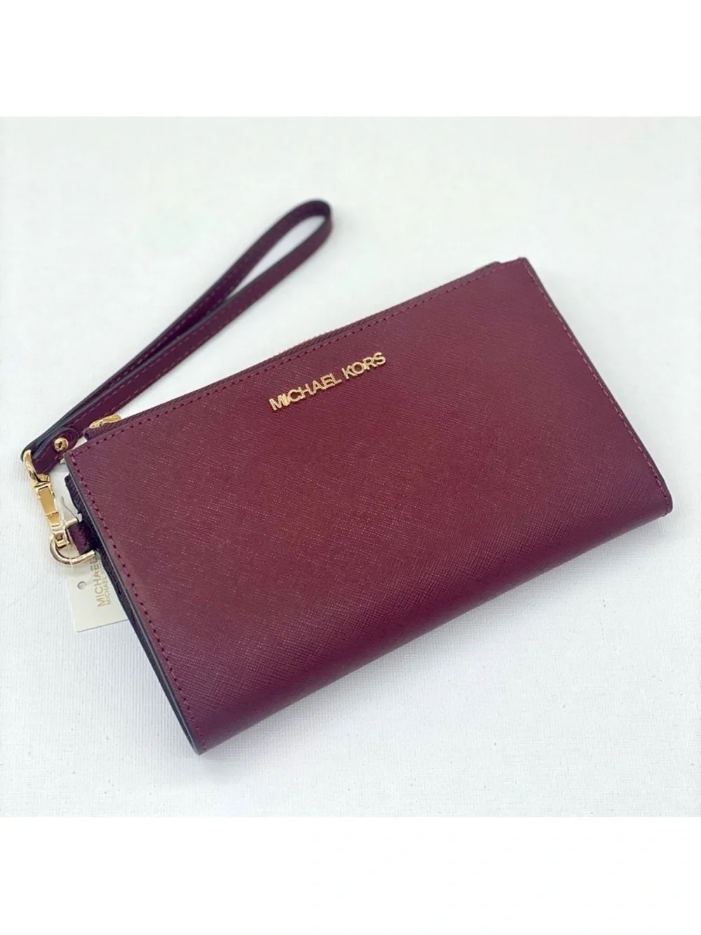 Michael Kors DoubleZip Wallet Wristlet Phone Case Dark Cherry